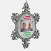 Weihnachts-Großeltern-Grandkids-Foto Schneeflocken Zinn-Ornament (Links)