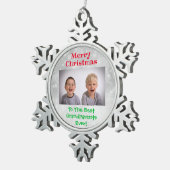 Weihnachts-Großeltern-Grandkids-Foto Schneeflocken Zinn-Ornament (Rechts)
