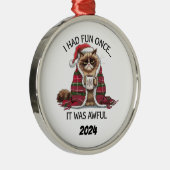 Weihnachts-Grumpy-Katze, die ich einmal Spaß hatte Ornament Aus Metall (Rechts)