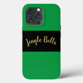 Weihnachts-Grün Banded Jingle Bells Text Case-Mate iPhone Hülle (Rückseite)