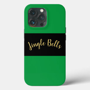 Weihnachts-Grün Banded Jingle Bells Text Case-Mate iPhone Hülle