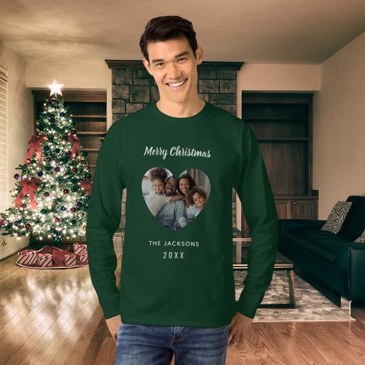 Weihnachts-Grün-Familie Foto Name Papa T-Shirt