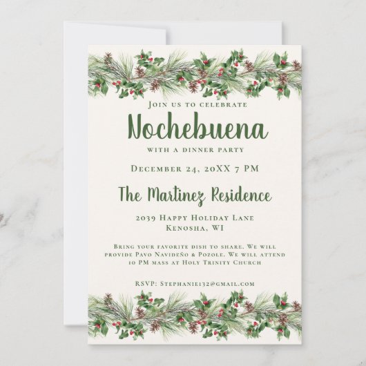 Weihnachts-Grün-Festival mexikanische Nochebuena Einladung (Vorderseite)