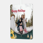 Weihnachts-Grün-Foto Ornament Aus Metall (Vorderseite links)