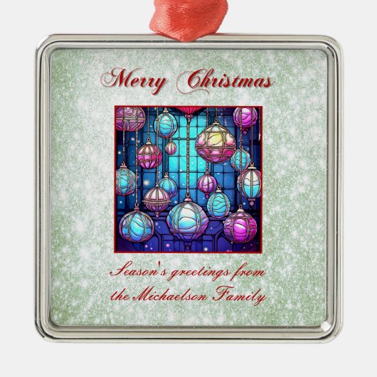 Weihnachts-Grün-Glitzer gestanzt Glass Bauble Ornament Aus Metall (Vorne)