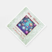 Weihnachts-Grün-Glitzer gestanzt Glass Bauble Serviette (Ecke)