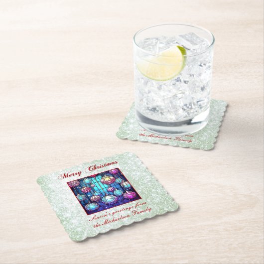 Weihnachts-Grün-Glitzer gestanzt Glass Bauble Untersetzer (Vor Ort)