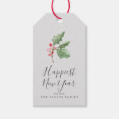 Weihnachts-Grün glücklich Neues Jahr | Grau Geschenkanhänger (Vorderseite)