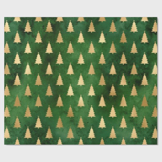 Weihnachts-Grün/Gold-Baummuster Geschenkpapier (Flach)