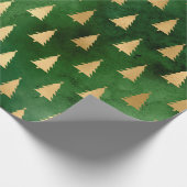 Weihnachts-Grün/Gold-Baummuster Geschenkpapier (Ecke)