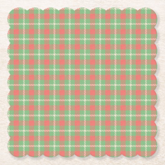 Weihnachts-Grün-Kariert Untersetzer (Vorderseite)
