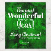 Weihnachts-Grün-Schwarzes Wasserfarben-Weinetikett Weinetikett (Einzelnes Label)