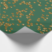 Weihnachts-Grün und Gold-Imitate Glitzer Confetti Geschenkpapier (Ecke)