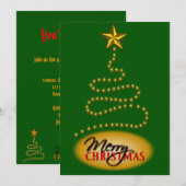 Weihnachts-Grün- und Gold-Party Einladung laden ei (Vorne/Hinten)