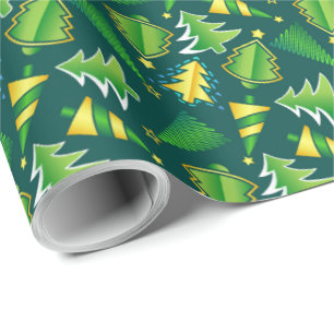 Weihnachts-Grün und Goldbaum Geschenkpapier
