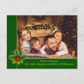 Weihnachts-Grün- und Goldrahmen mit Holly-Foto Postkarte (Vorderseite)