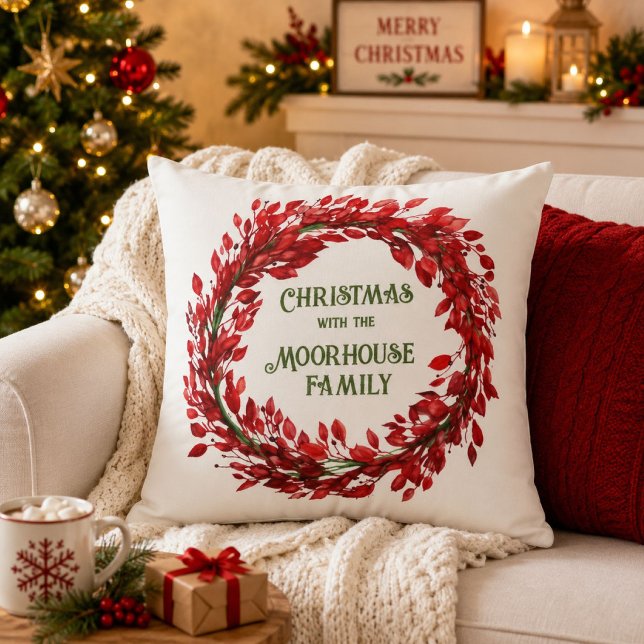 Weihnachts-Grün und Ruby Roter Feiertag Kissen (Von Creator hochgeladen)