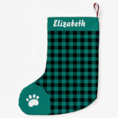 Weihnachts Grün und Schwarz Buffalo Kariert Custom Kleiner Weihnachtsstrumpf (Rückseite)
