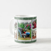 Weihnachts Grüne Doodles Multi Foto Familiengesche Kaffeetasse (Vorderseite Links)