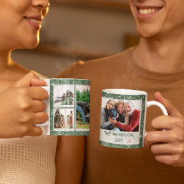 Weihnachts Grüne Doodles Multi Foto Familiengesche Kaffeetasse