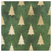 Weihnachts-Grüne Goldbäume Stoff (Nahaufnahme)