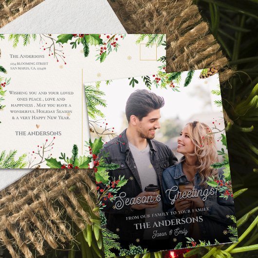 Weihnachts-Grüne-Grenz-Saison Foto Postkarte