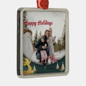 Weihnachts-Grüne Grenze Foto Ornament Aus Metall (Rechts)