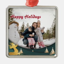 Weihnachts-Grüne Grenze Foto Ornament Aus Metall