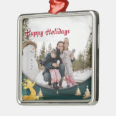 Weihnachts-Grüne Grenze Foto Ornament Aus Metall (Links)