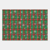 Weihnachts Grüne Karierte Schneeflocken Geschenkpapier Set (Vorderseite)