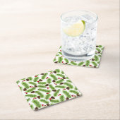 Weihnachts-Grüne Pine-Blätter, Cones & Red Berries Rechteckiger Pappuntersetzer (Vor Ort)