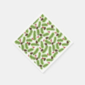 Weihnachts-Grüne Pine-Blätter, Cones & Red Berries Serviette (Ecke)