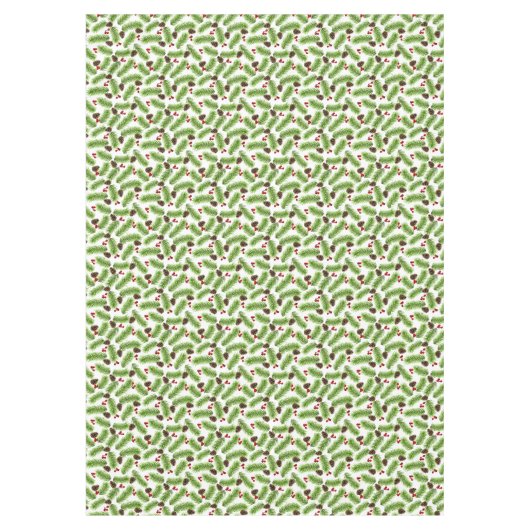 Weihnachts-Grüne Pine-Blätter, Cones & Red Berries Tischdecke (Vorderseite)