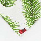 Weihnachts-Grüne Pine-Blätter & Rote Berries auf W Fleecedecke (Ecke)
