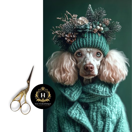 Weihnachts-Grüne Poodle-Portrait Seidenpapier