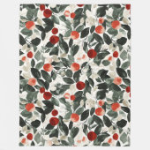 Weihnachts Grüne rote Berries Fleecedecke (Vorderseite)