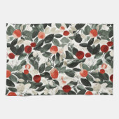 Weihnachts Grüne rote Berries Geschirrtuch (Horizontal)