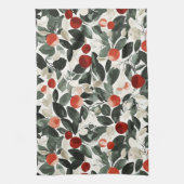 Weihnachts Grüne rote Berries Geschirrtuch (Vertikal)