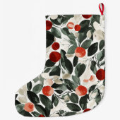 Weihnachts Grüne rote Berries Großer Weihnachtsstrumpf (Rückseite)
