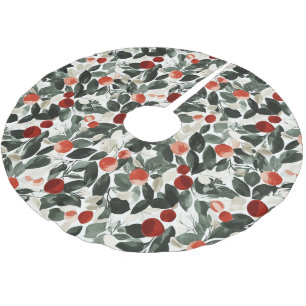 Weihnachts Grüne rote Berries Polyester Weihnachtsbaumdecke