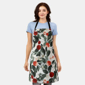 Weihnachts Grüne rote Berries Schürze (Getragen)