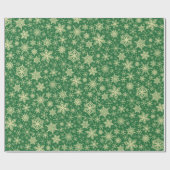 Weihnachts Grüne Schneeflocken Muster Geschenkpapier (Flach)