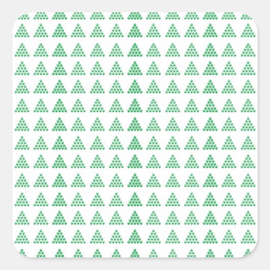 Weihnachts-Grüne Schneeflocken Sternenbäume, Weiß Quadratischer Aufkleber (Vorderseite)