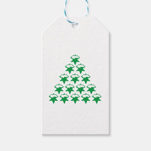 Weihnachts-Grüne-Schneesterne-Baum Geschenkanhänger (Vorderseite)