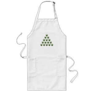 Weihnachts-Grüne-Schneesterne-Baum Lange Schürze
