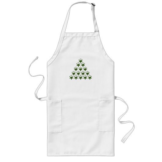 Weihnachts-Grüne-Schneesterne-Baum Lange Schürze (Vorne)