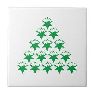 Weihnachts-Grüne Schneesterne Baum, weißer Hinterg Fliese