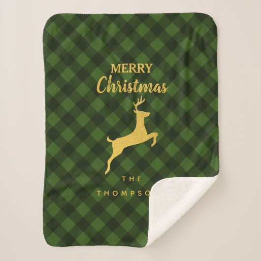 Weihnachts-Grüne und Schwarze Buffalo Kariertes Hi Sherpadecke (Vorderseite)