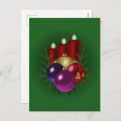 Weihnachts-Grüne Weihnachtskerzen Feiertagspostkarte (Vorne/Hinten)