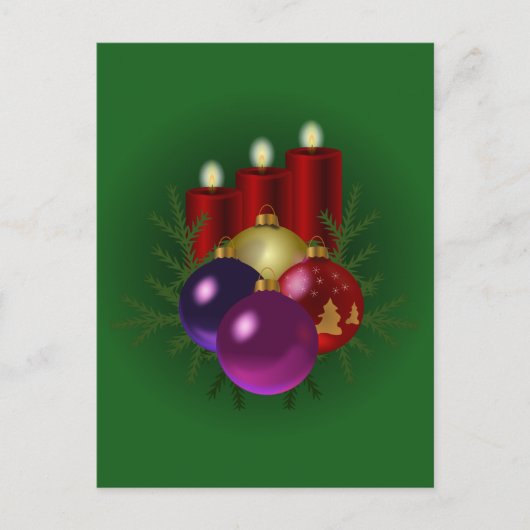 Weihnachts-Grüne Weihnachtskerzen Feiertagspostkarte (Vorderseite)